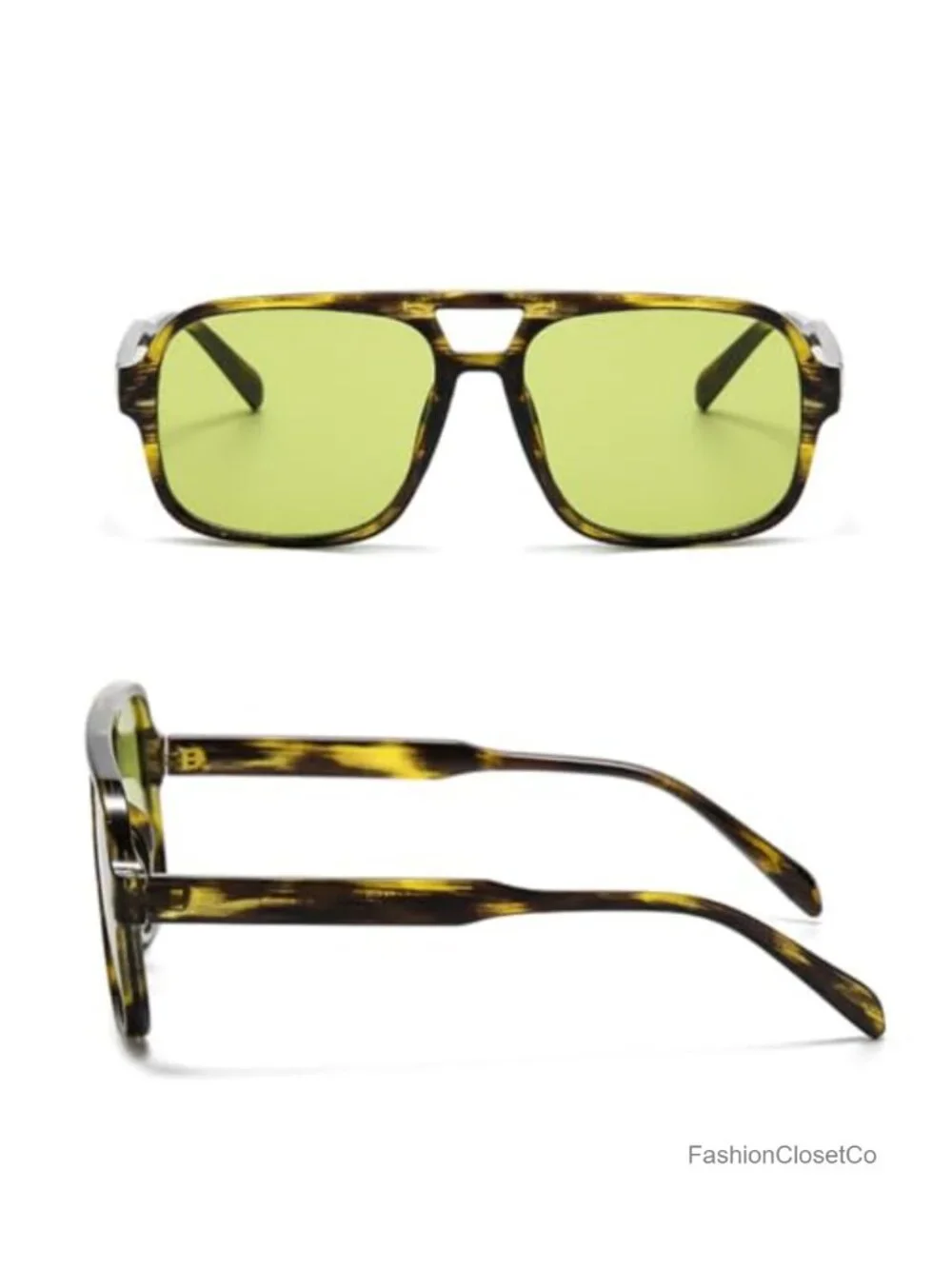 Retro 70s Aviator Sunglasses Oversized Square Shades UV400 Protection